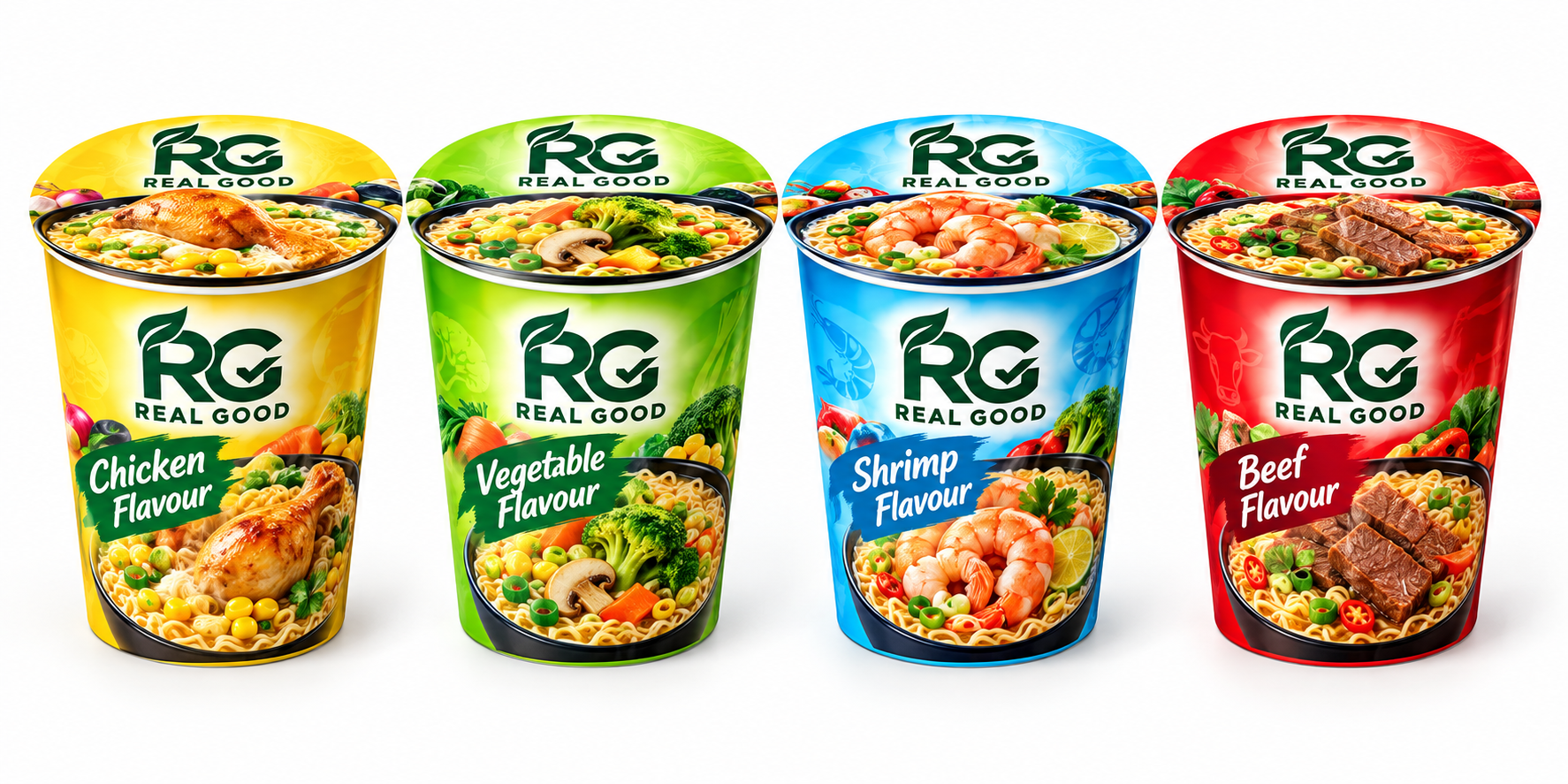 Four RG cup noodle packaging concepts